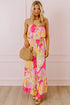 Multicolour Floral Print Ruffled High Waist Tube Top Loose Jumpsuit